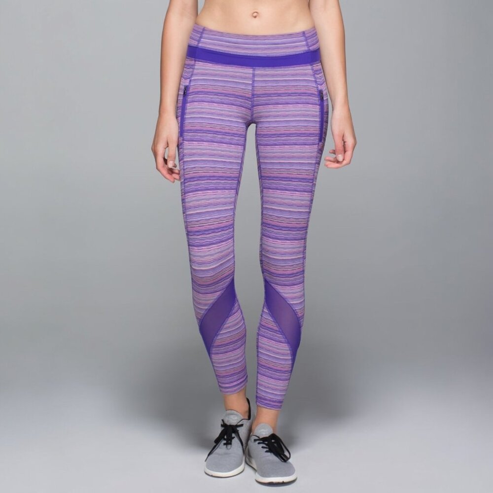 LULULEMON INSPIRE TIGHT II (MESH) SPACE DYE TWIST IRIS FLOWER PINK SHELL SIZE 6